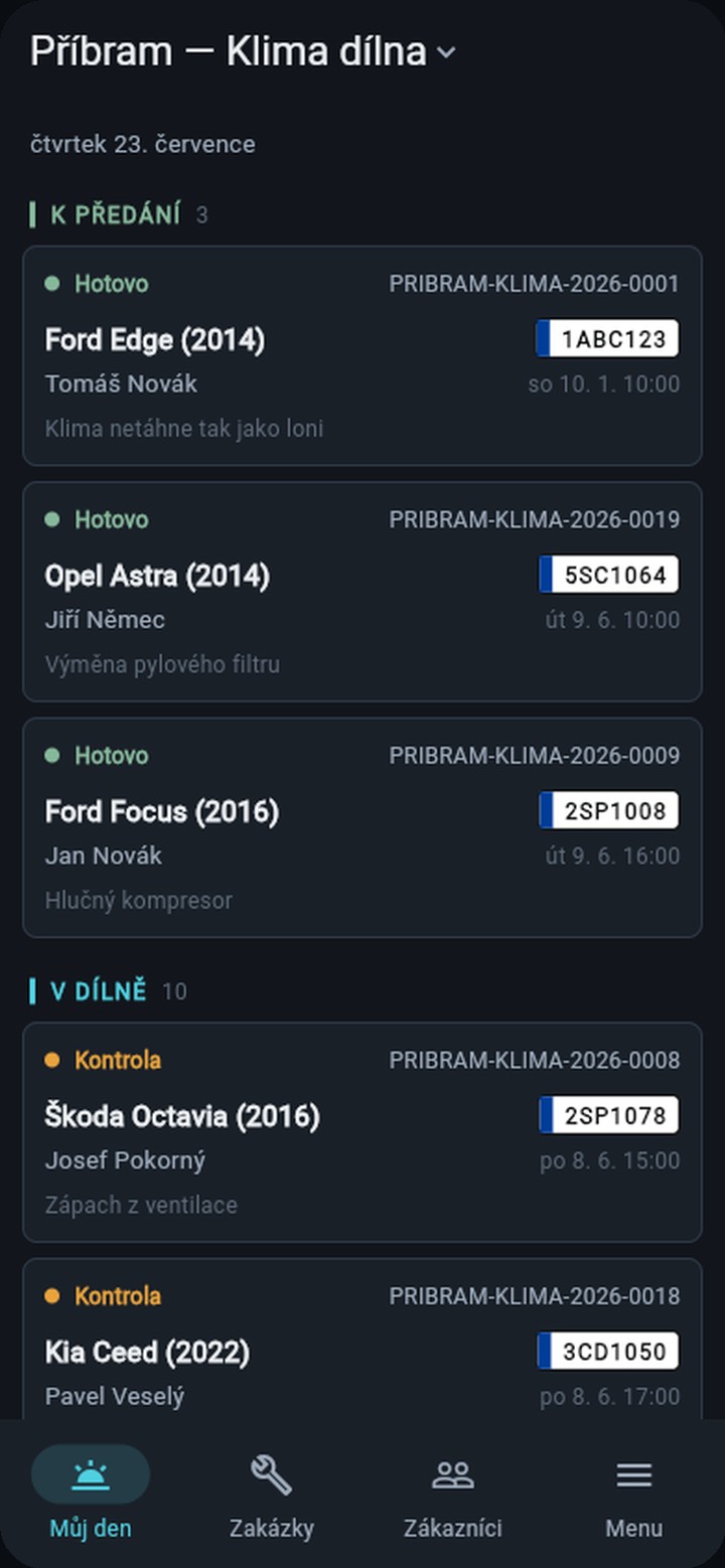 Mobilní aplikace Servisator — detail zakázky